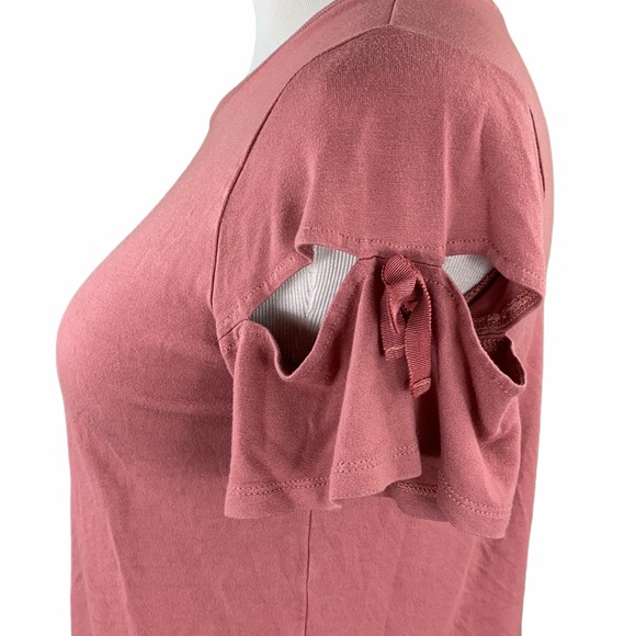TopShop Dusty Rose Cute Cut Out Bow Sleeve Tee - Picture 9 of 12